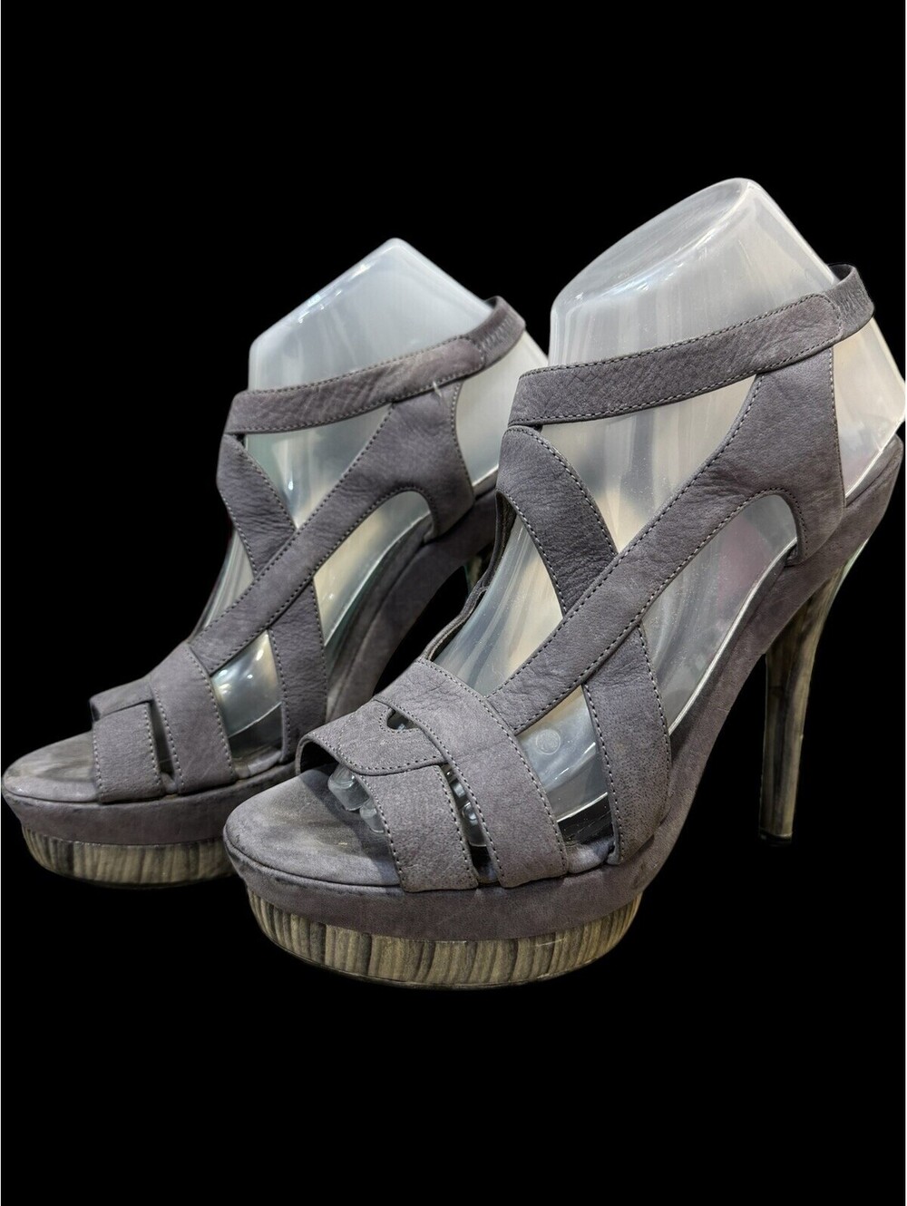 Women’s RARE Jil Sander Grey Suede Open Toe Heels. Made In Italy. Size 39